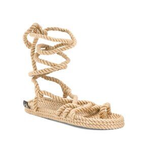 NOMADIC STATE OF MIND Camel La Isla Ankle Wrap Rope Sandals